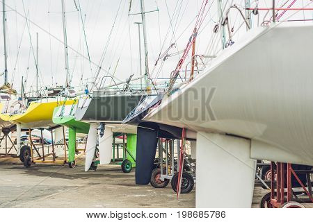 Sailboats On The Pier In The Yacht Club
