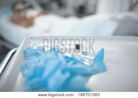 Dying man in the hospital ward. Negative emotions