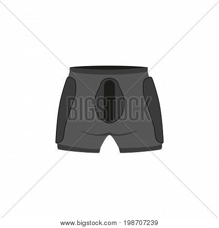 vector snowboarding coccyx protection flat icon. Isolated illustration on a white background. Snowboard, ski winter activity equipment, tools object design.