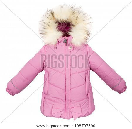 Childrens Women winter jacket isolated on white background.