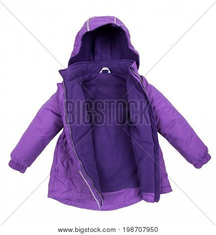 Childrens Women winter jacket isolated on white background.