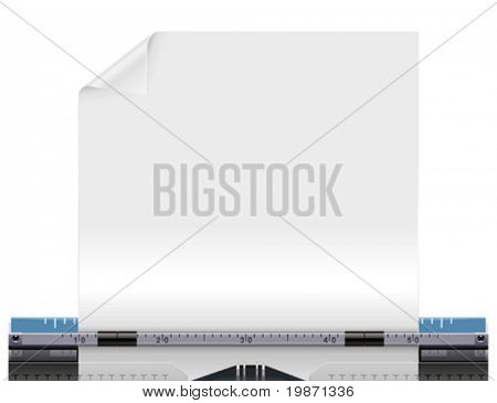 Vector retro schrijfmachine met een blanco papier