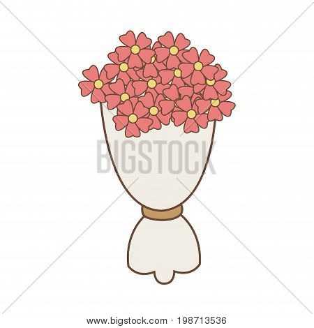 bouqet pink flowers romantic ornament wrapped paper vector illustration
