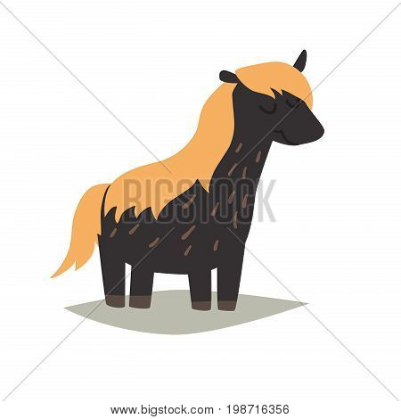 Pone vector icons isolated on white background. Icelandic cartoon horse with long forelock