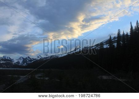 A front moving over Berg Lake, Mount Robson.
