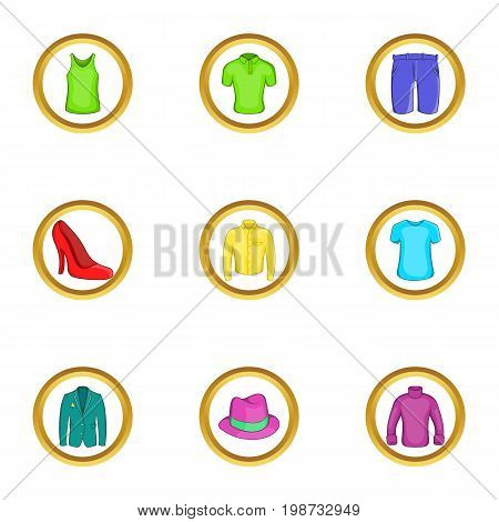 Elegant clothes icon set. Cartoon set of 9 elegant clothes vector icons for web isolated on white background