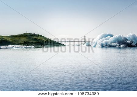 Bridge and Beautiful Glacier Lagoon at Jokulsarlon, Iceland
