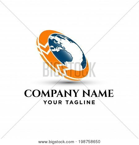 Abstract Globe Logo Element. Rotating Arrows. Vector Symbol of Globalization. Rotating Globe. Vector Illustration,eps8,eps10