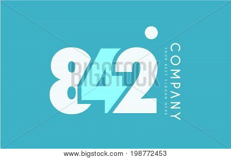 Number 842 Blue White Cyan Logo Icon Design