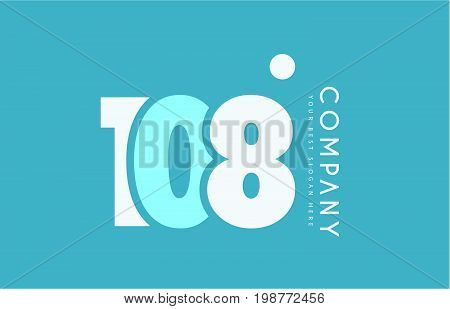 Number 108 Blue White Cyan Logo Icon Design