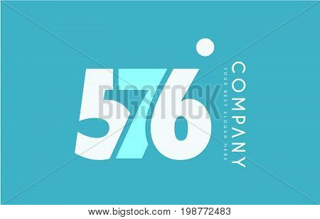 Number 576 Blue White Cyan Logo Icon Design
