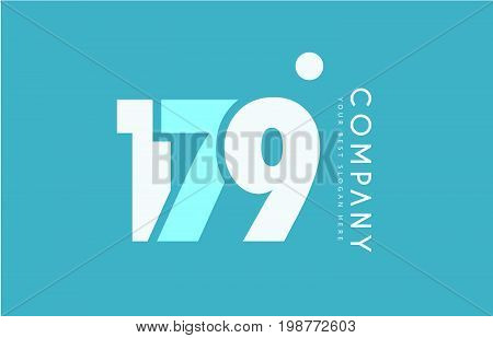 Number 179 Blue White Cyan Logo Icon Design