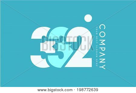 Number 332 Blue White Cyan Logo Icon Design