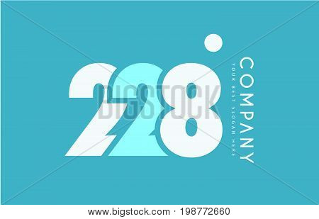 Number 228 Blue White Cyan Logo Icon Design
