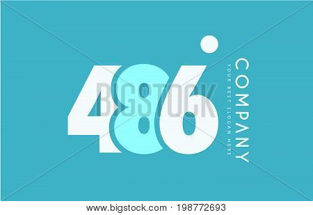 Number 486 Blue White Cyan Logo Icon Design