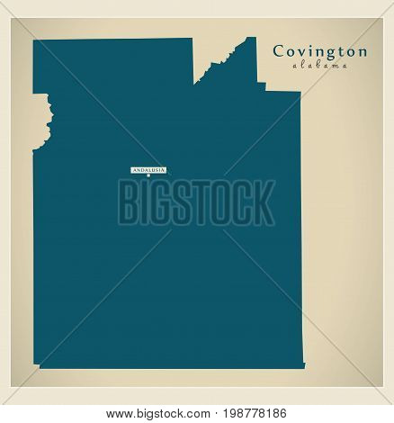 Modern Map - Covington Alabama County Usa Illustration