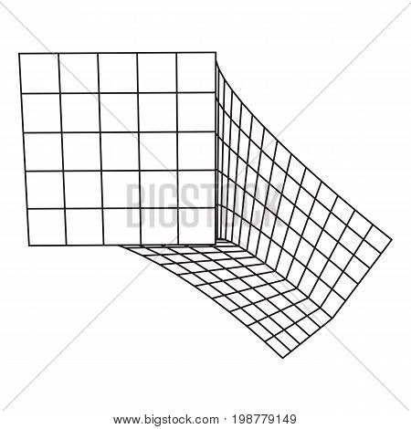 Wireframe Mesh Bend Box. Connection Structure. Digital Data Visualization Concept. Vector Illustration.
