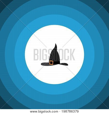 Witch Cap Vector Element Can Be Used For Wizard, Witch, Hat Design Concept.  Isolated Wizard Hat Flat Icon.