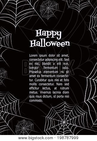 Spider web. Black and white vector bacground for halloween