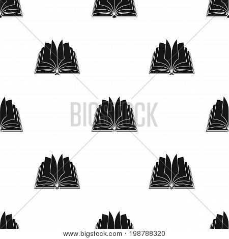 Opened book icon in black design isolated on white background. Books symbol stock vector illustration.