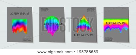 Trendy Template Set With Futuristic Modern Neon Shapes For Poster, Cover, Card, Broshure, Banner.
