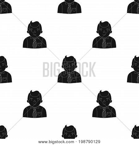 Businessman icon in black design isolated on white background. Conference and negetiations symbol stock vector illustration.