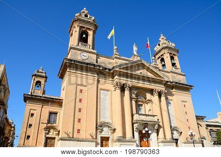 Front view of the Marina Bambina Basilica Senglea Malta Europe.