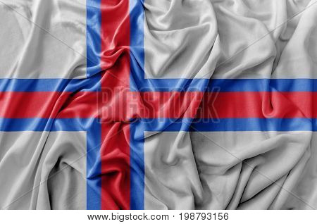 Ruffled waving Faroe Islands flag national flag