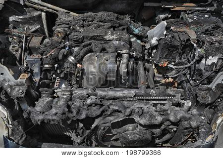 Automotive, Burned Car Engine