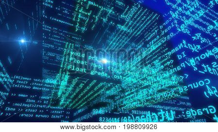 Enigmatic Cyberspace With A Digital Cube Inside