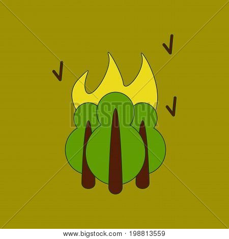 flat icon on stylish background fire in the forest