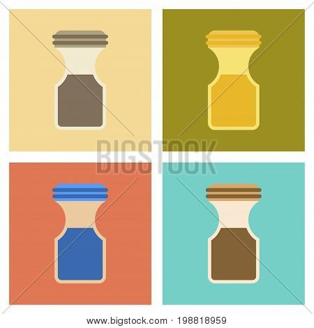 assembly of flat icons roasted coffee jar