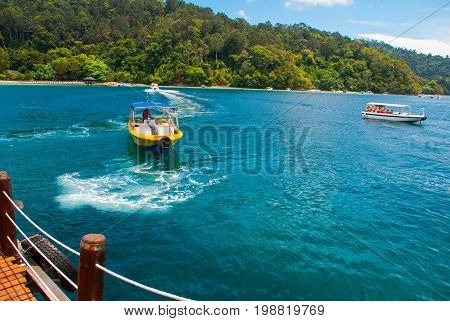 The View From The Pier With The Islands Of Sapi On Gaia. Sabah, Malaysia.