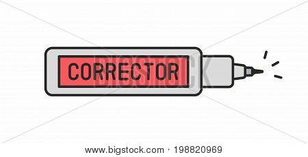 Corrector pen line icon on white background. Vector illustration.
