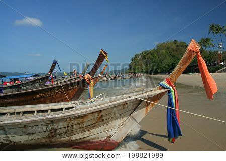 Longtail Ship At Ao Nang Beach.