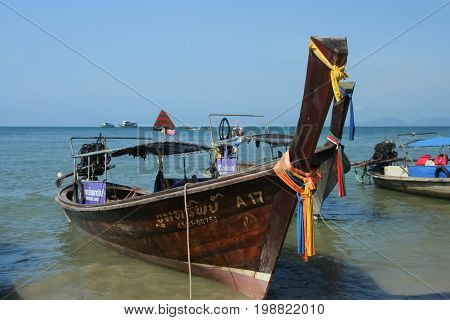 Longtail Ship At Ao Nang Beach.