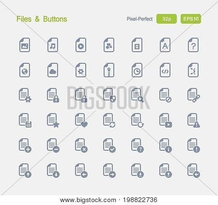 Files & Buttons - Granite Icons

A set of 28 professional, pixel-perfect vector icons designed on a 32x32 pixel grid and redesigned on a 16x16 pixel grid for very small sizes.