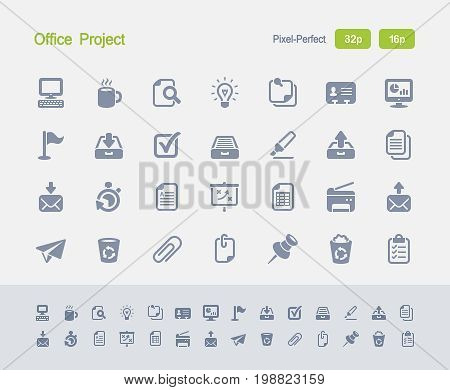 Office Project - Granite Icons

A set of 28 professional, pixel-perfect vector icons designed on a 32x32 pixel grid and redesigned on a 16x16 pixel grid for very small sizes.
