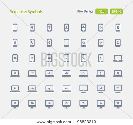 Screens & Symbols - Granite Icons

A set of 28 professional, pixel-perfect vector icons designed on a 32x32 pixel grid and redesigned on a 16x16 pixel grid for very small sizes.