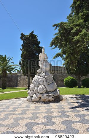 Cascais Portugal - June 7 2017: Monument to the 19th Infantry Regiment the Peninsular war against Cascais fortress