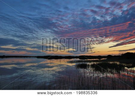 Colorful sky at the west coast of Denmark.