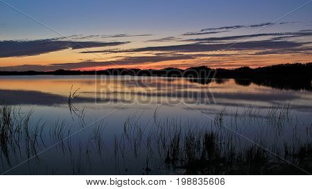 Summer evening at Gronnestrand Denmark. Sunset at the Jammerbugten.