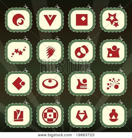 Set med 16 designelement