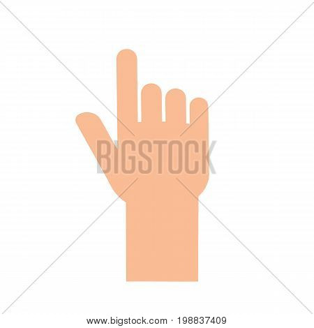 Hand finger touching something. Human hand in flat style isolated on background. Vector stock.