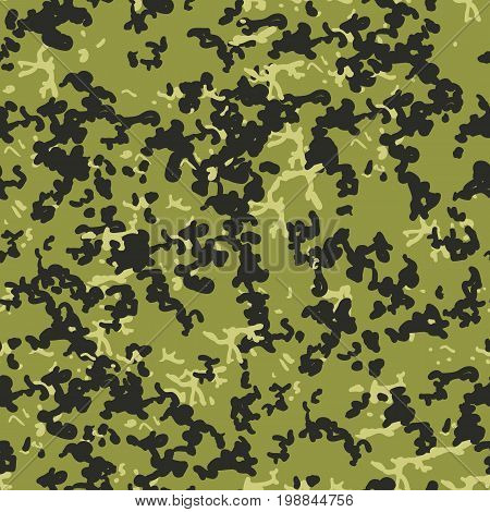 Camouflage pattern background seamless illustration. Military camouflage seamless pattern. Four colors. Woodland style camouflage pattern. Classic clothing style masking camo repeat print.