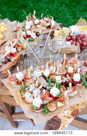 Beautifully Decorated Catering Banquet Table