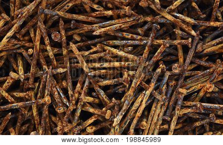 plie of rusty on old nail for background