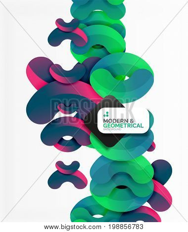Abstract color geometric round shapes on white - elements with shadow, colorful composition