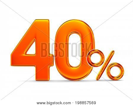 Fourty percent on white background. Isolated 3D illustration