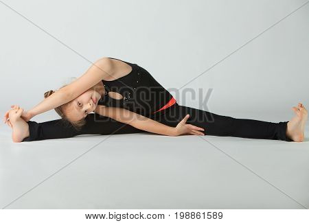 Beautiful Woman Doing Yoga On  White Background